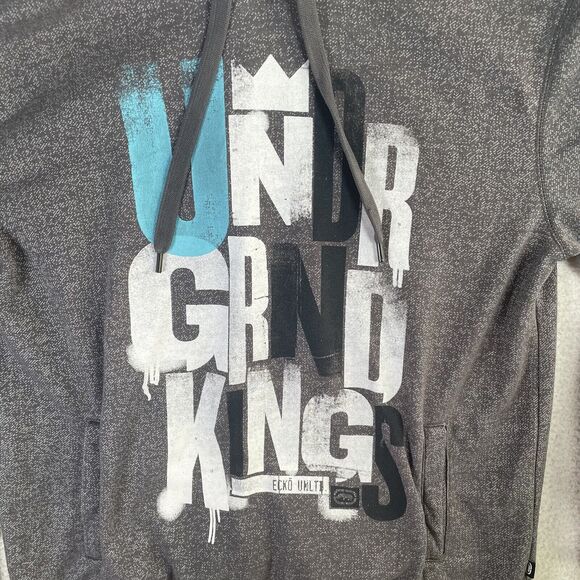 Ecko Unltd Hoodie Sweatshirt Mens XL Gray Pullover Spellout Long Sleeve - Picture 3 of 16